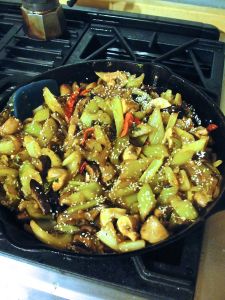 Shiitake and Celery Stir-Fry with sesame and ginger.