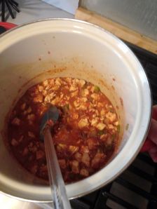Preparing Turkey Chipotle Chili