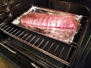 Ribs in the oven.