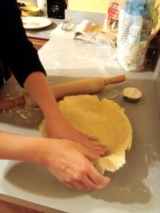 Making the pie shell.